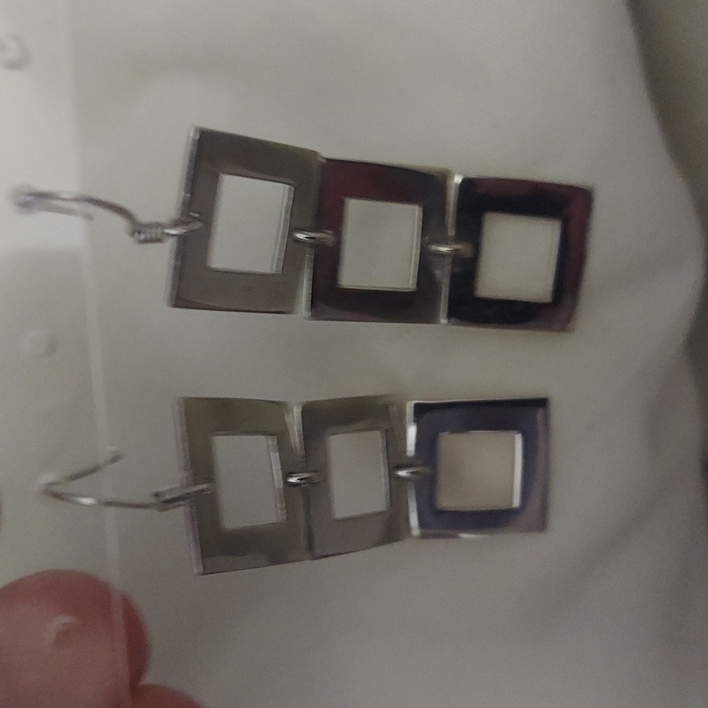 Geometric Sterling Silver Square Dangle Earrings - image 8